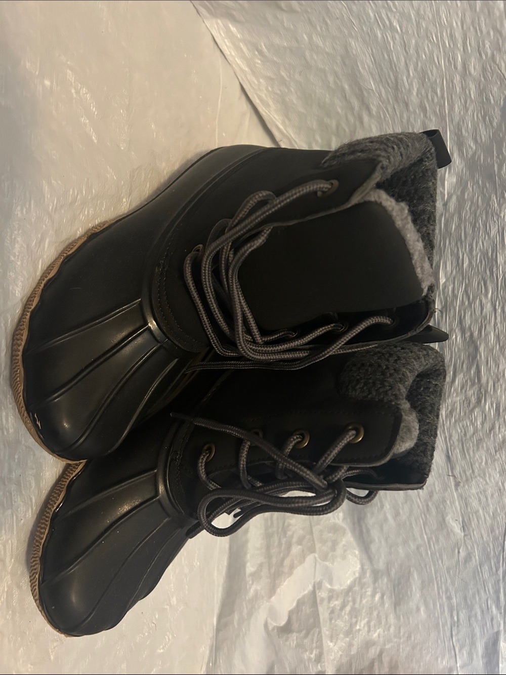 fabkids Black Lace-Up Waterproof Kids Snow Boots